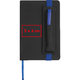 Black notebook with pen holder, elastic closure and ribbon bookmark.