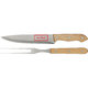 Silver meat fork set with wooden handle.