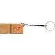 Wooden keychain with metal ring.