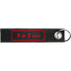 Black felt keychain with metal ring.
