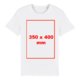 White fabric T-shirt with short sleeves and a round neck.