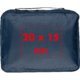 Blue travel set with carrying handle and multiple compartments.