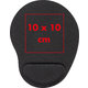 Black fabric mousepad with wrist rest.