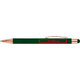 Green ballpoint pen with touch pen and clip.