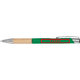 Green gel pen made from recycled material with clip.