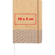 Notebook with bamboo cover and elastic band.