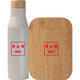 White Lunchbox Set with stainless steel bottle and bamboo lid.
