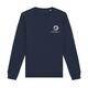Navy blue sweatshirt made of organic cotton-polyester blend in a unisex fit.