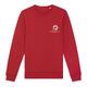Red cotton-blend unisex sweatshirt with a round neckline.