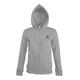 Heather gray cotton-blend sweatshirt jacket with hood and full zipper, women's cut.