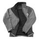 Dark gray polyester softshell jacket for men.