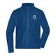 Royal blue polyester fleece jacket with full zipper and side pockets for men.