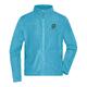 Turquoise polyester fleece jacket with a full zipper.