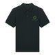 Black organic cotton polo shirt for men with short button placket.