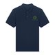 Navy blue organic cotton polo shirt for men with short button placket.
