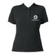 Black women's polo shirt in organic cotton with short button placket.