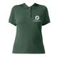 Green cotton polo shirt for women with button placket.