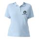 Sky blue women's polo shirt in organic cotton with short sleeves and button placket.
