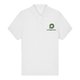 White organic cotton women's polo shirt with short sleeves.