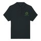 Black organic cotton women's polo shirt with short sleeves.