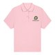 Pink organic cotton polo shirt for women with short sleeves.