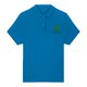 Royal blue women's polo shirt in organic cotton with a short button placket.