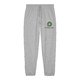 Heather gray organic cotton sweatpants with drawstring.