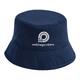 Navy blue cotton bucket hat with brim.
