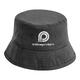 Black cotton bucket hat with reinforced brim.