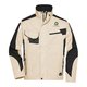 Beige/Black work jacket made of polyester and cotton with stand-up collar and several pockets.