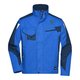 Blue polyester-cotton work jacket, unisex, with zipper and multiple pockets.