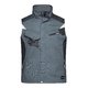 Dark gray polyester-cotton blend work vest with multiple pockets and zipper.