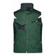 Dark green polyester-cotton work vest with multiple pockets.