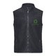 Dark gray/black polyester fleece vest with full zipper and side pockets.