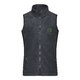 Dark grey polyester fleece vest with full zipper and side pockets.