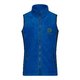 Blue polyester fleece vest for women with full zipper and pockets.