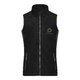 Black and gray polyester fleece vest with a full zipper.