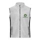 White/grey polyester fleece vest with zipper and side pockets for women.