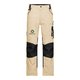 Beige/black work trousers in polyester-cotton blend with pockets.