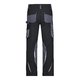 Black and gray work trousers made of polyester and cotton with multiple pockets.