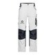 White/grey work trousers made of polyester and cotton with pockets.