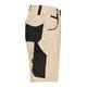 Beige/black polyester-cotton blend shorts with multiple pockets.