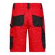 Red and black work shorts made of polyester-cotton blend with multiple pockets.