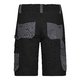 Black and gray polyester-cotton blend work shorts with multiple pockets.