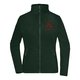 Green fleece jacket with full zipper and side pockets.