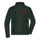 Green men's fleece jacket with full zipper and side pockets.