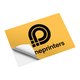Square paper stickers in a custom shape, self-adhesive.