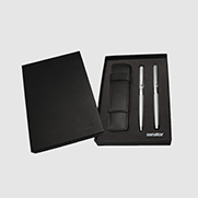 senator® Image Chrome set of ball pen and rollerball pen in a leather case