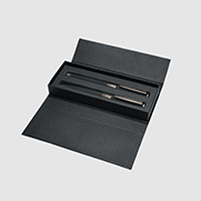 senator Black Line set of ball pen and fountain pen in a leather case