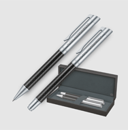 senator® Carbon Line set of ball pen and fountain pen in a case
